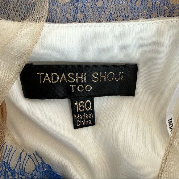 Tadashi Shoji Plus Size 100% Silk Blue and White A-Line Midi Dress - Picture 4 of 12